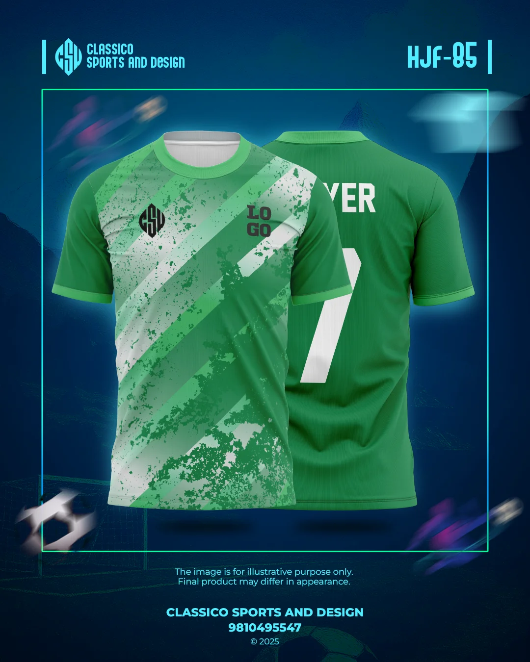 HJF 85 Custom Football Jersey Green Splash Design | Classico Sportswear Nepal