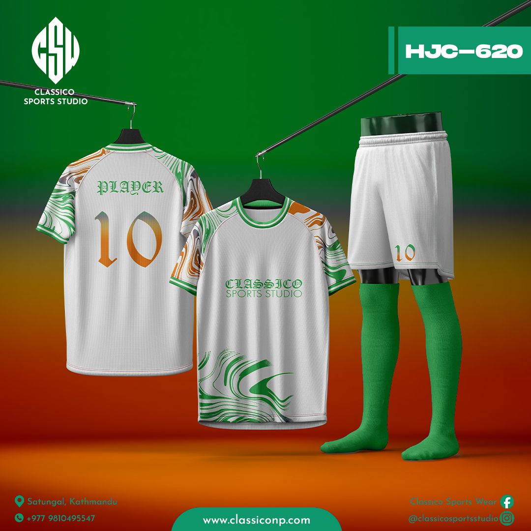 HJC-620 Custom Football Kit  Marble Purple & Orange Design | Custom Jersey in Nepal by Classico